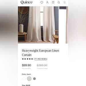 6 panels- Quince heavyweightght European Linen curtains in sand color